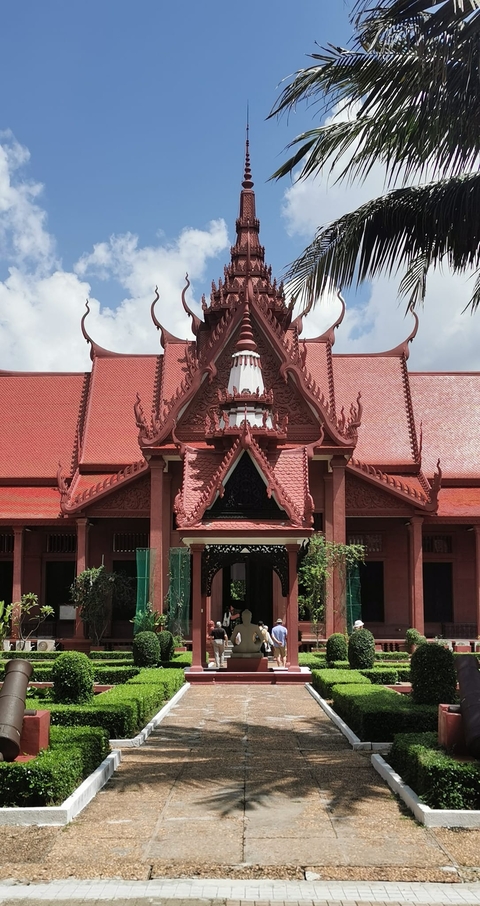 Traditional architecture with intricate red roofing.