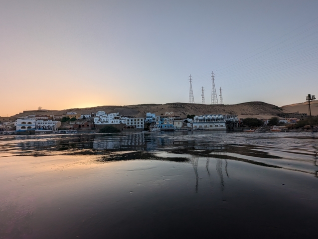 Riverside view as the sun sets.