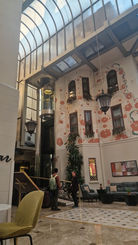 Building facade with floral design