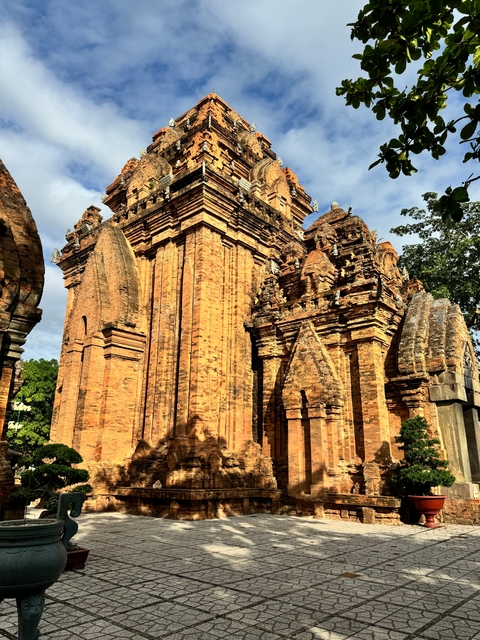 Ancient brick temple with intricate architecture
