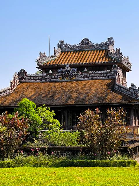 Traditional Asian temple with intricate roof design.