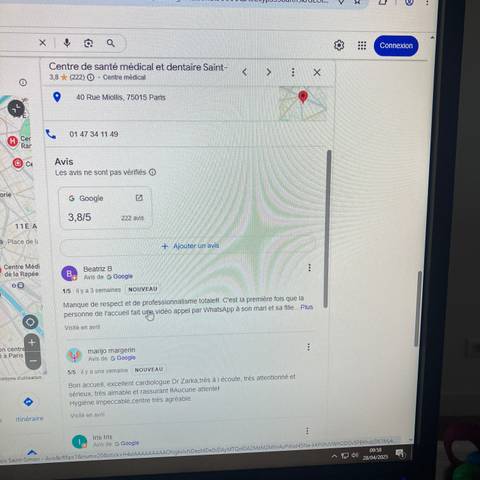 Computer screen displaying an online map and review site.