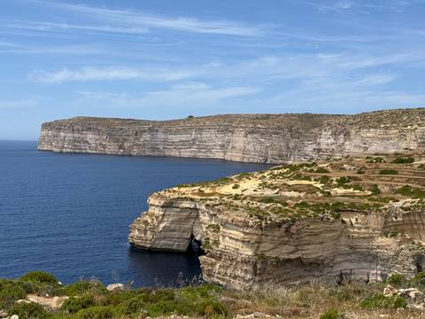 Cliffs overlooking a blue sea