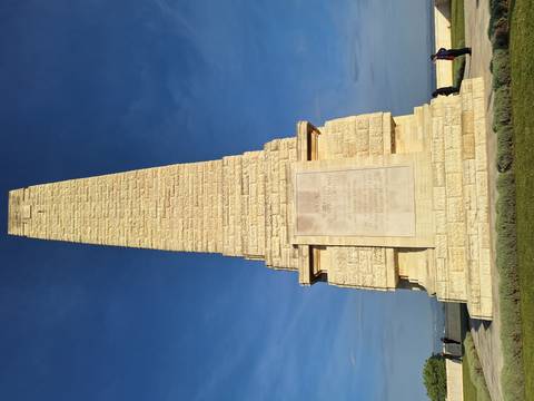 A memorial monument with engraved text, likely in Gallipoli.