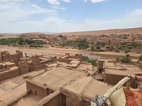 Ait Benhaddou with its traditional earthen buildings.