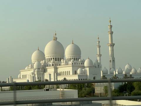 Grand mosque with majestic domes and minarets.