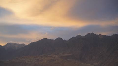 Mountain skyline at sunset.