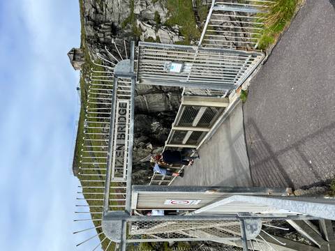 Mizen Bridge with people crossing.