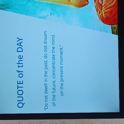 Quote displayed on a screen.