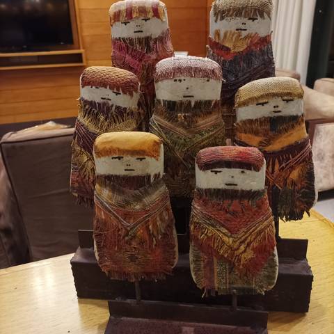 Set of traditional dolls with woven fabric.
