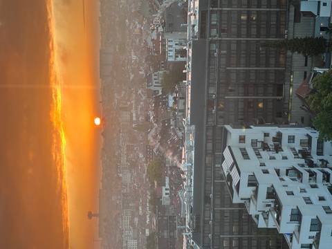 A stunning sunset view over a city skyline.