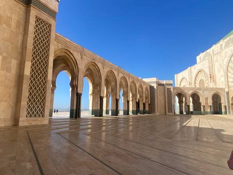 Elegant arches and columns in a mosque courtyard