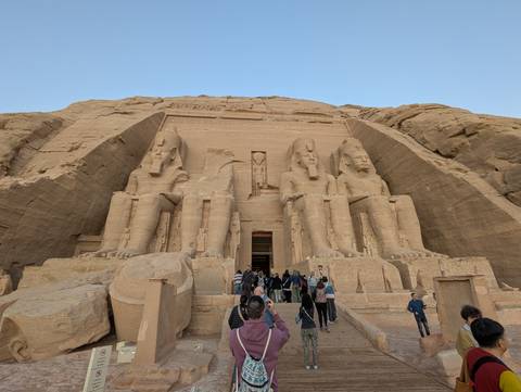 Temple of Abu Simbel with tourists.