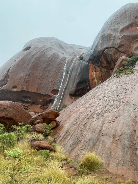 Rock formation with water trickling down.
