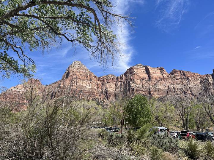 Zion National Park with majestic cliffs and blue sky