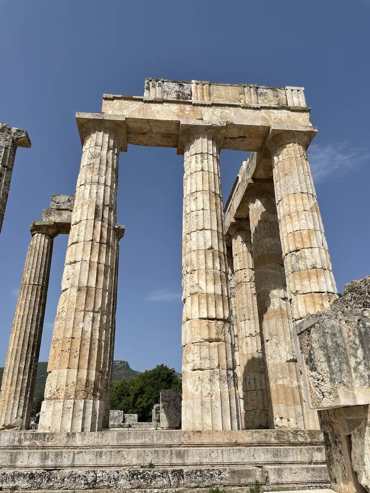 Ancient temple ruins with standing columns