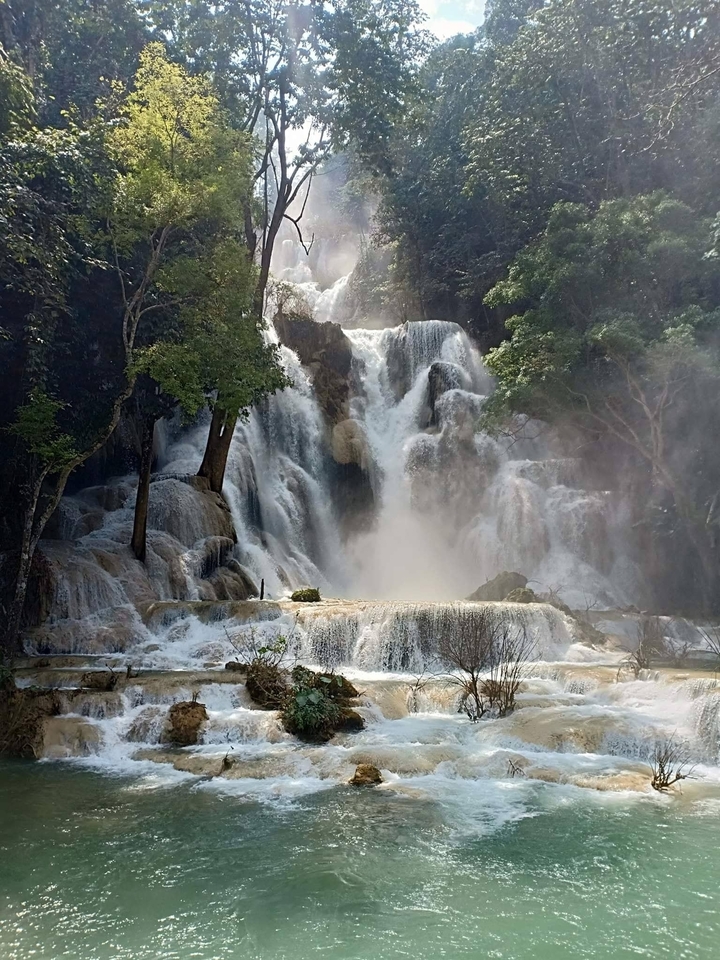Belle cascade dans un cadre forestier.