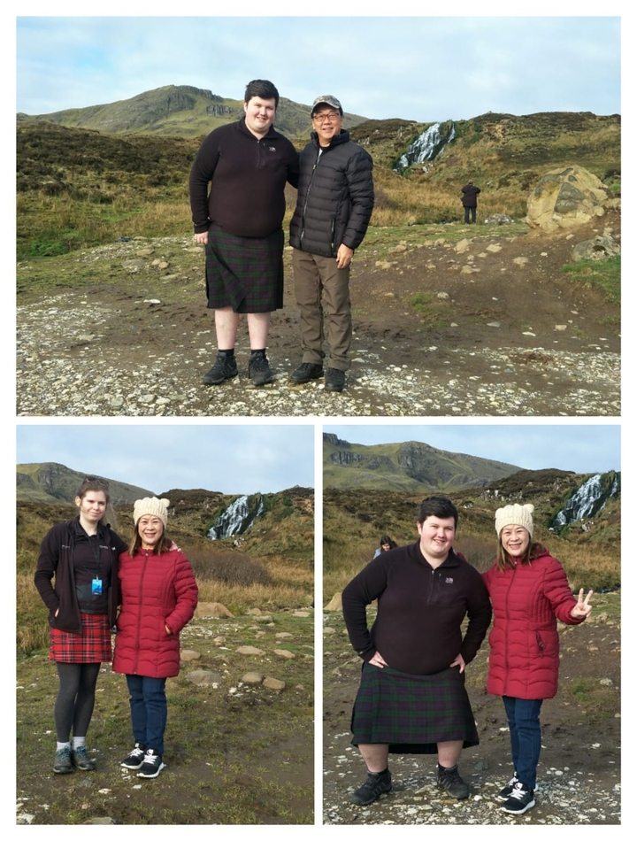 Collage de deux personnes à l'extérieur en Écosse.