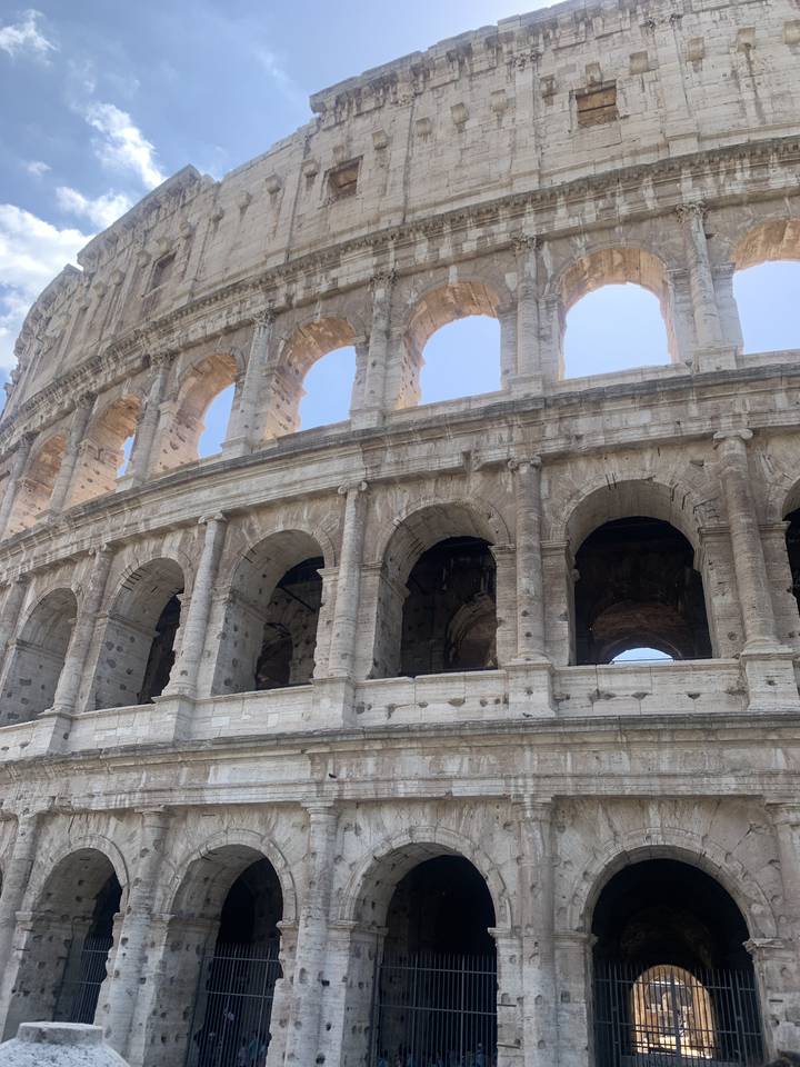 Side view of the Colosseum in Rome.