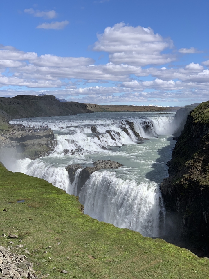 Majestic waterfall with powerful cascading waters.