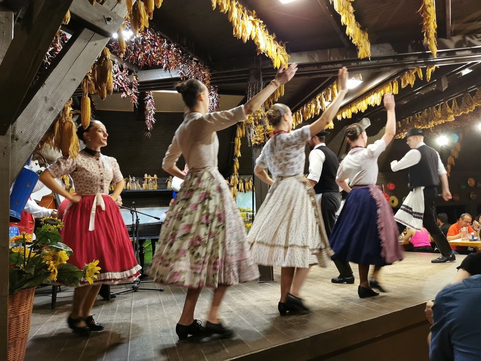 Des danseurs traditionnels se produisant sur scène.