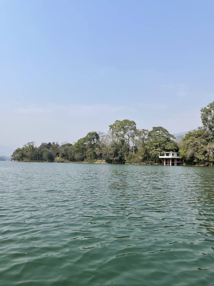 Waterzicht met groen aan de oever.