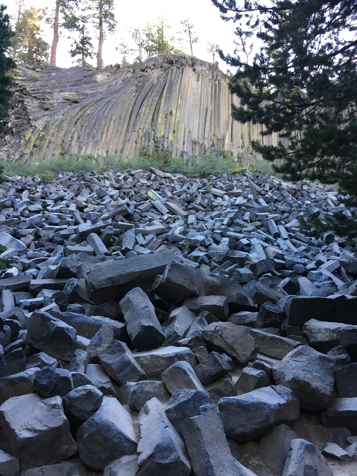 Éboulis au pied de falaises escarpées.