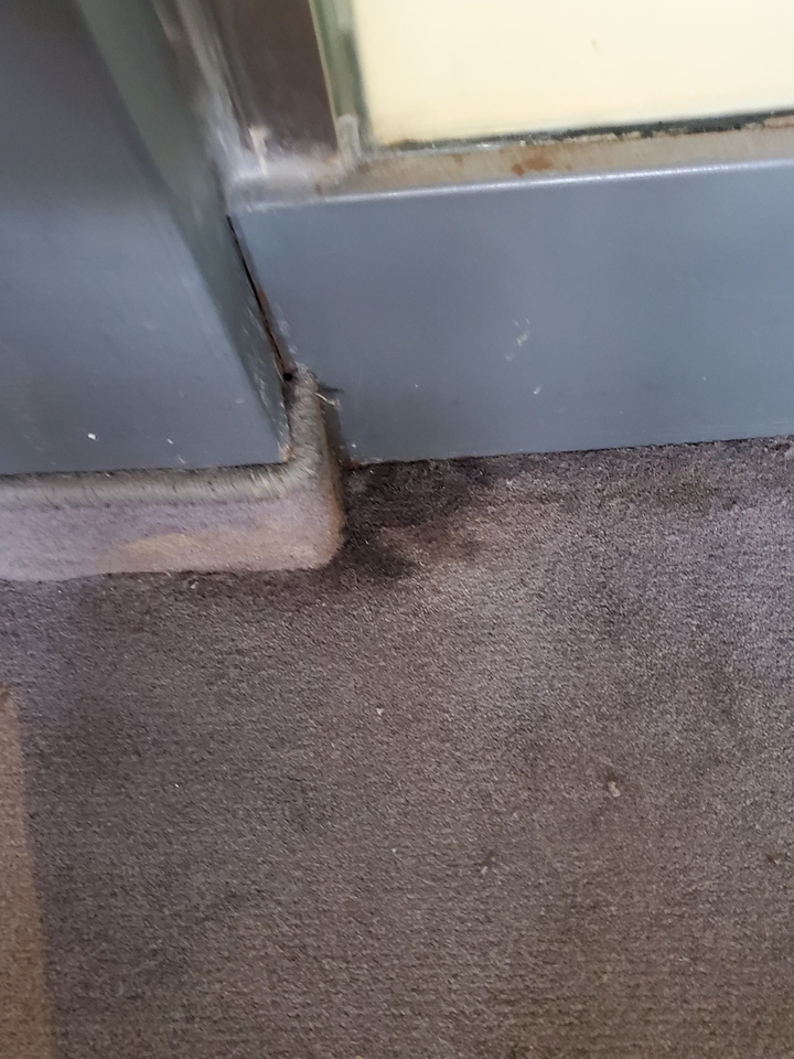 Coin flou d'une pièce avec moquette.