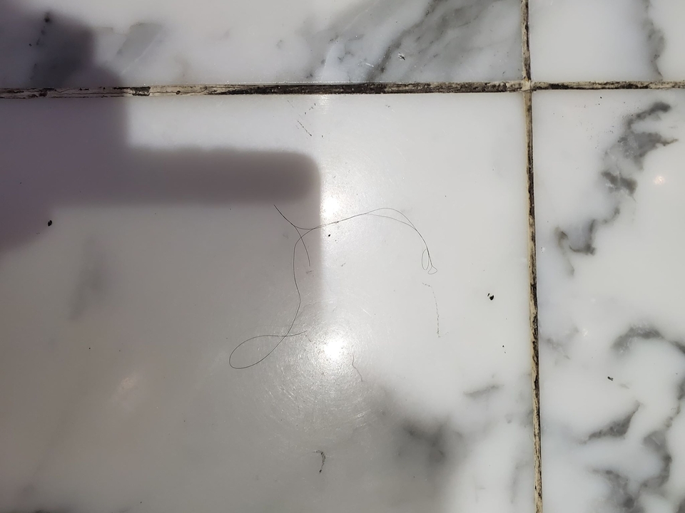 Sol carrelé avec cheveux et ombres.