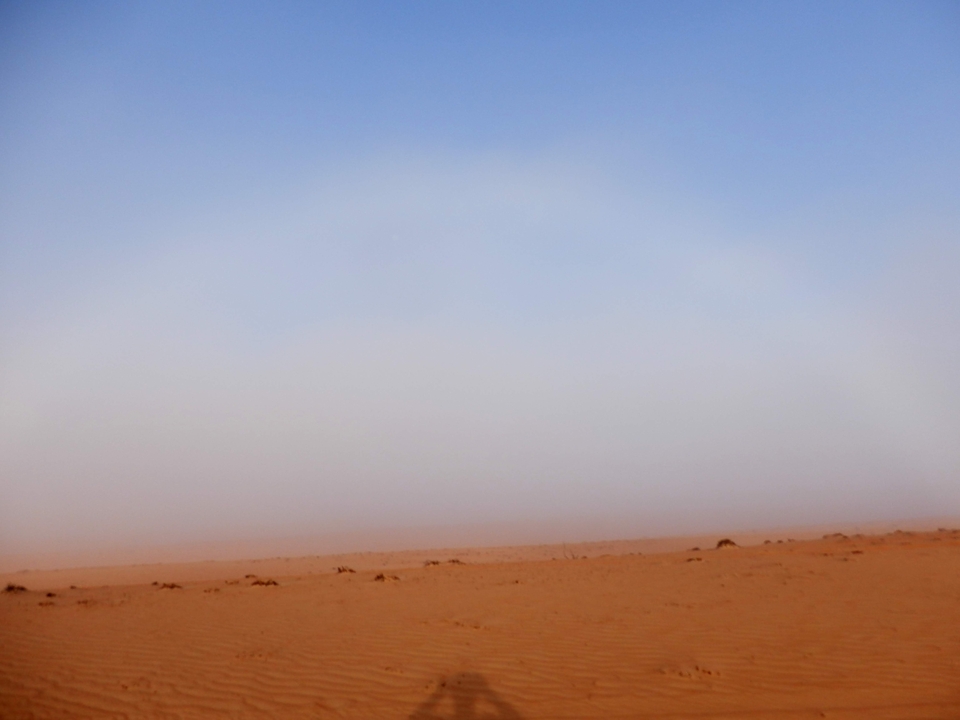 Vue légèrement floue d'un paysage désertique.