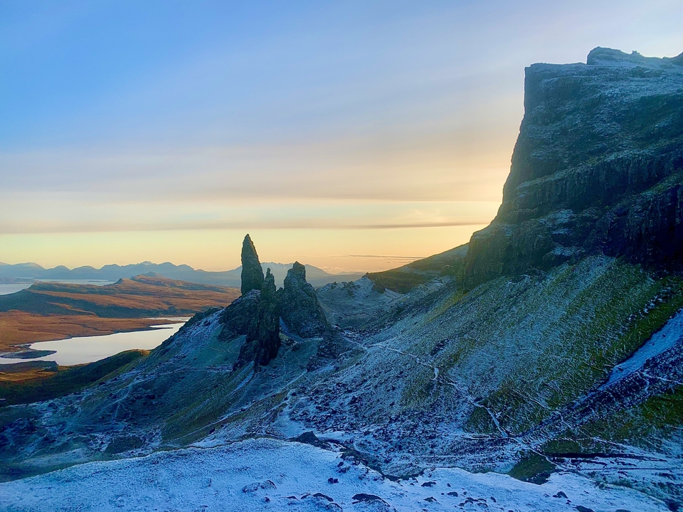 Rocky landscape with dramatic sky.