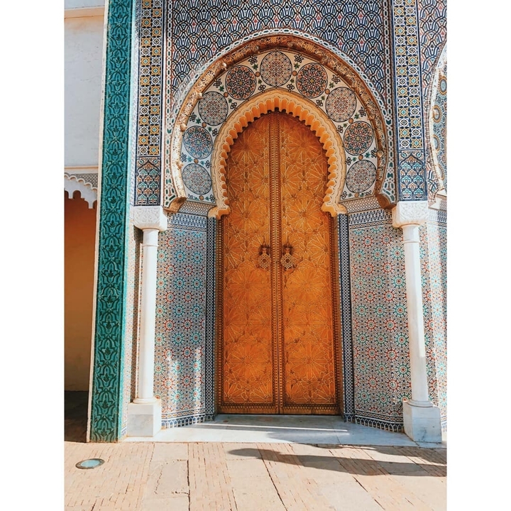 Ornate and colorful Moroccan entrance archway.