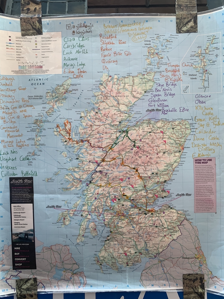 Carte détaillée des lieux en Écosse.