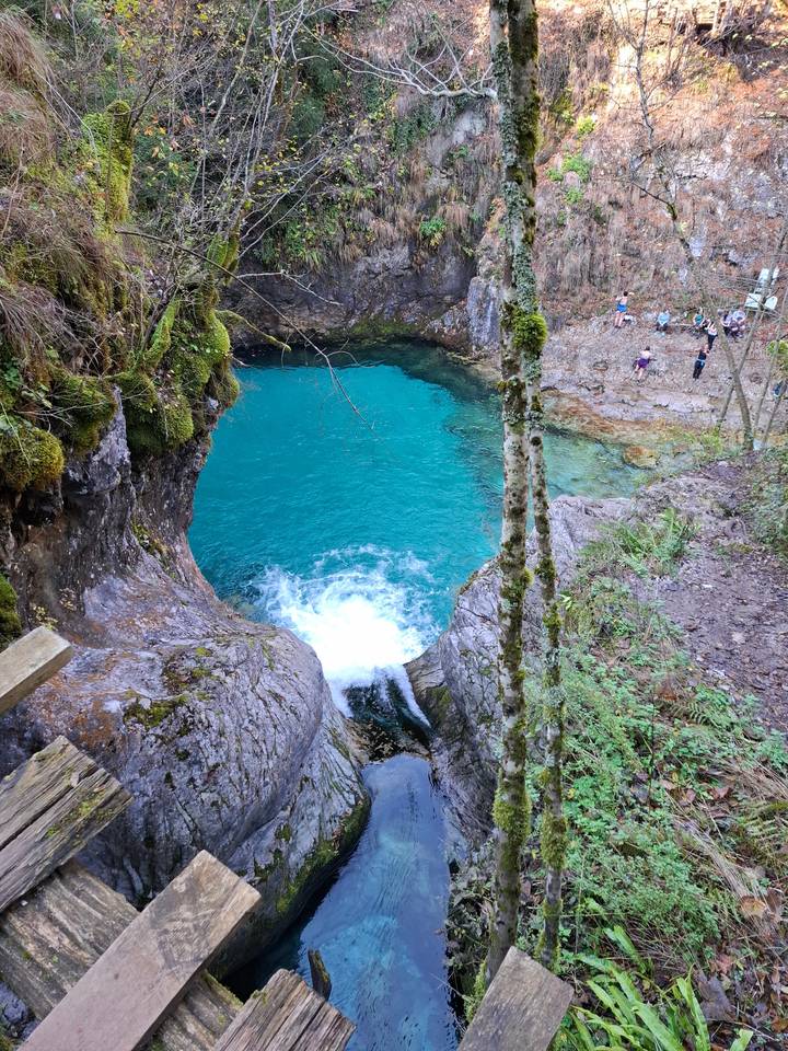 Cascade dans un environnement luxuriant se jetant dans un bassin d'eau.