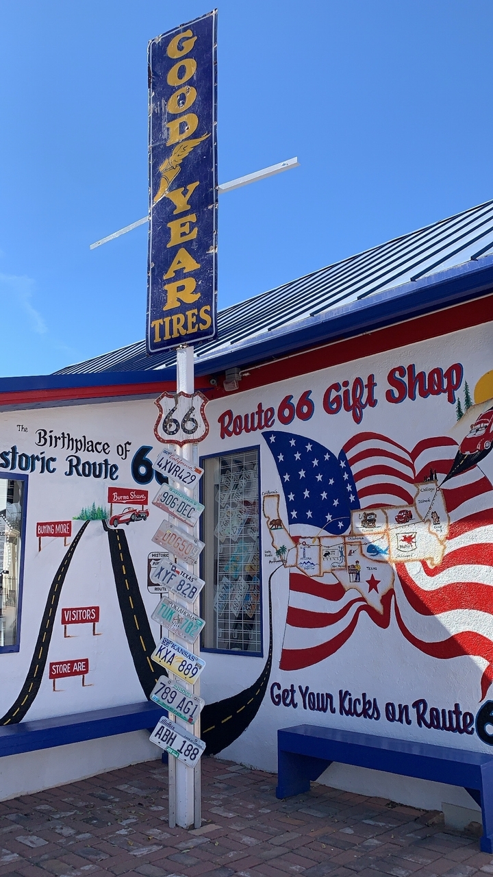 Route 66 themed shop with various signs