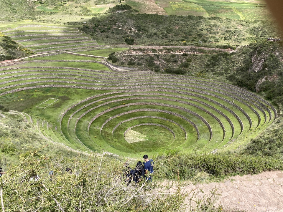 Ruines agricoles circulaires en terrasses à Moray.