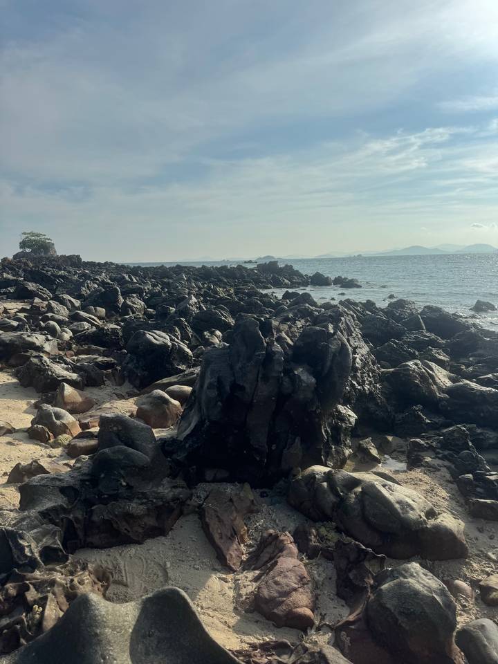 Littoral rocheux avec de l'eau.