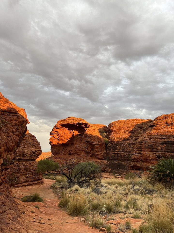Paysage de canyon avec formations rocheuses ensoleillées.
