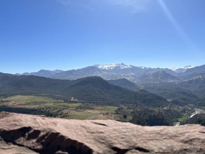 Mountain range with clear blue sky