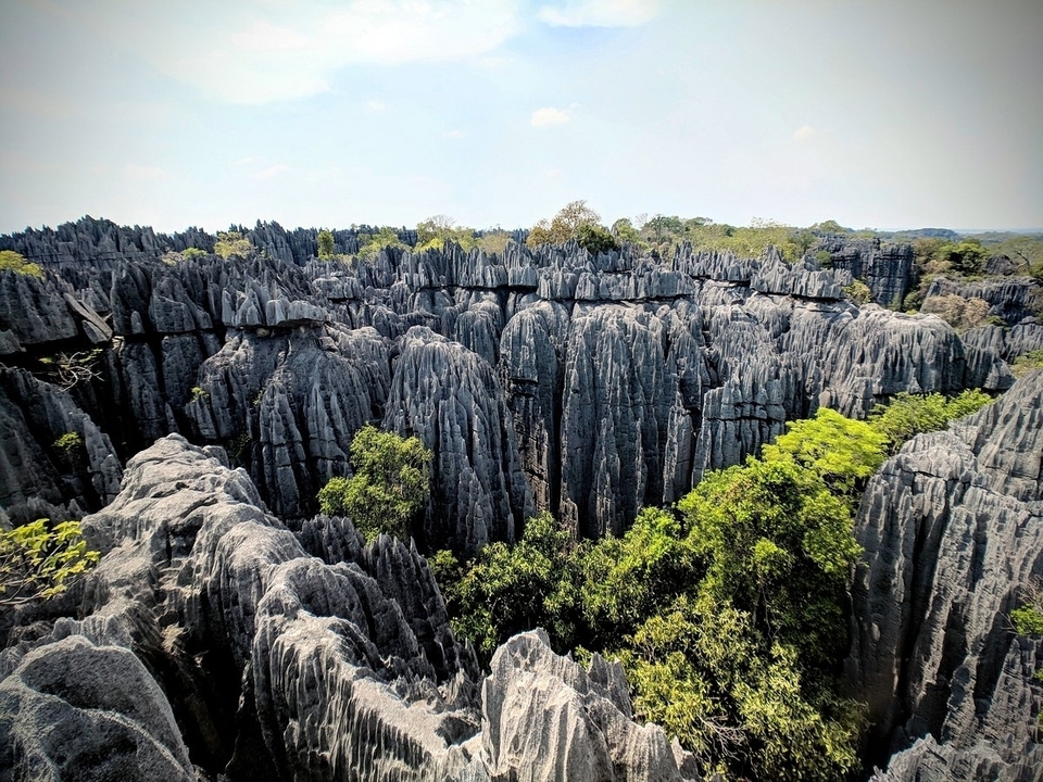 Vue des formations calcaires uniques dans un parc national.