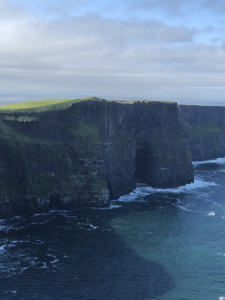 Iconic cliffs by the ocean with waves crashing below