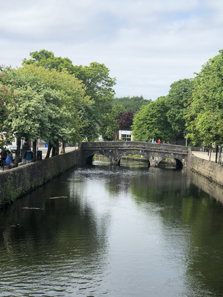 Small stone bridge over a calm river