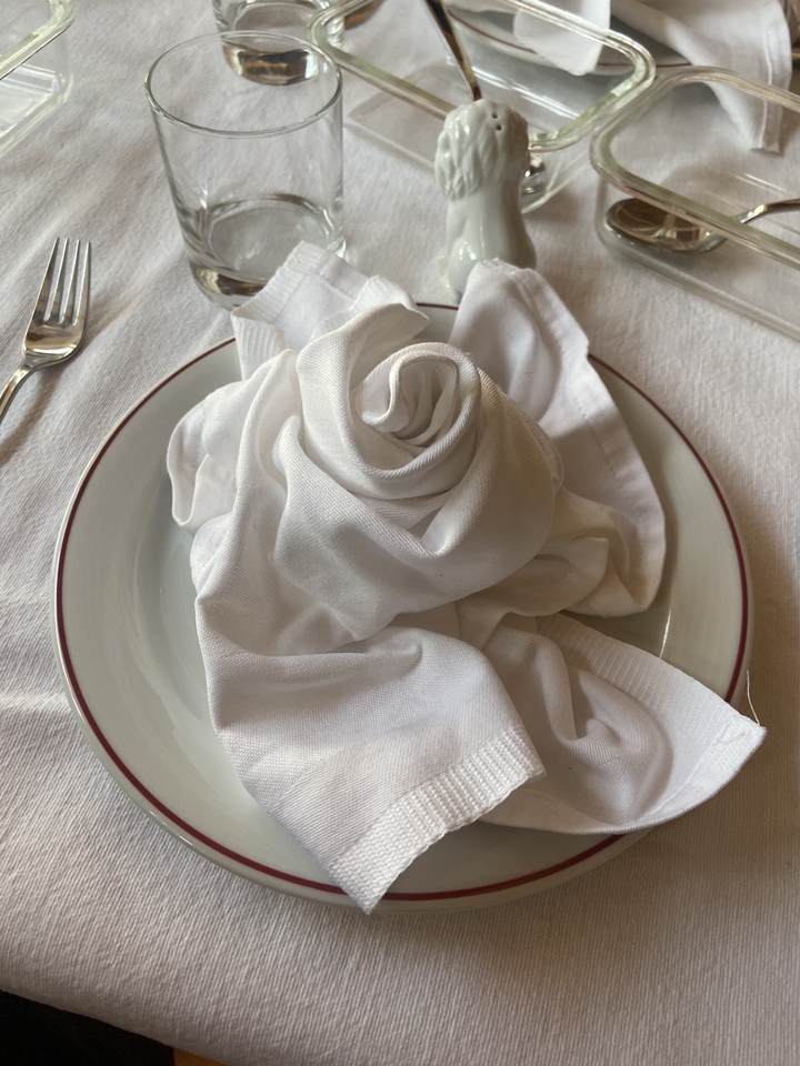 Arrangement artistique de serviettes sur une assiette