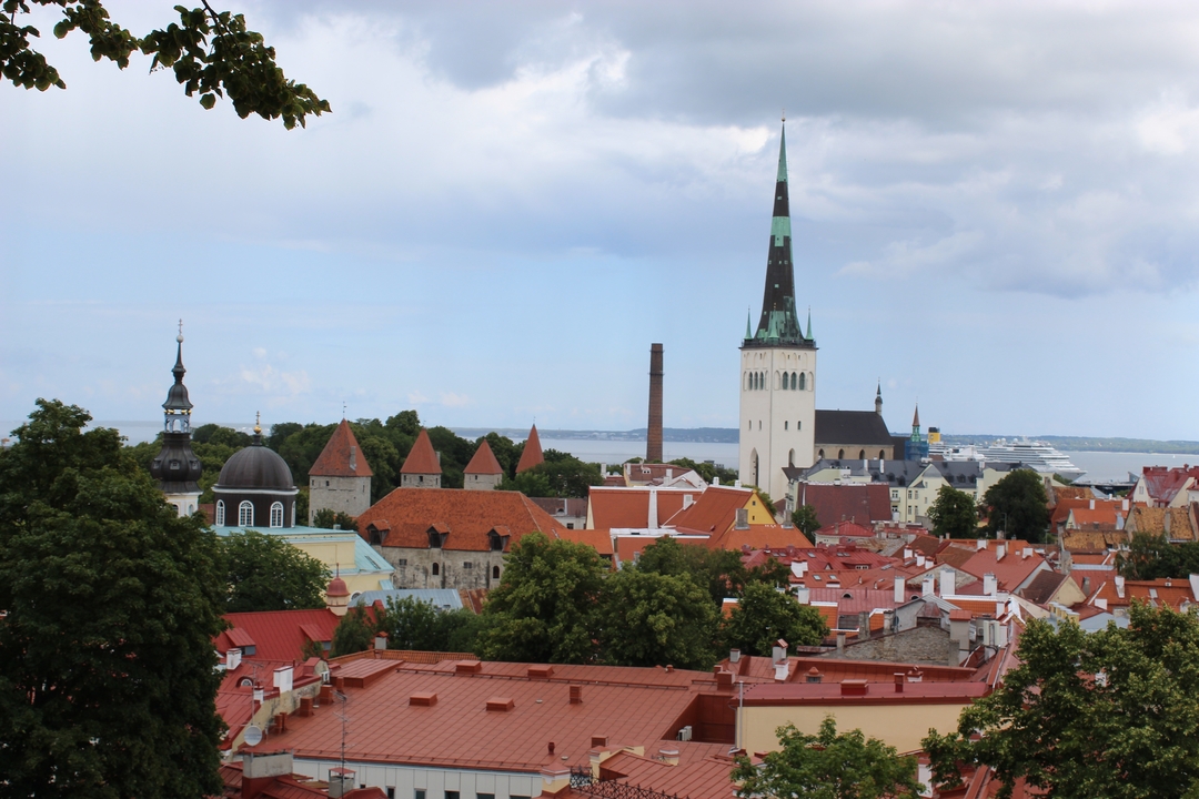 Vue du paysage urbain de Tallinn avec la vieille ville et les flèches.