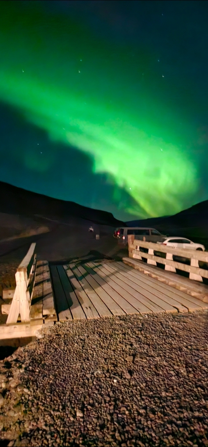Aurores boréales dans un ciel nocturne sombre.