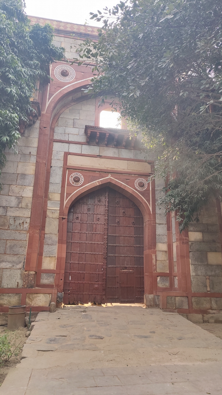 Gros plan d'une porte en bois ornementée dans un bâtiment historique.