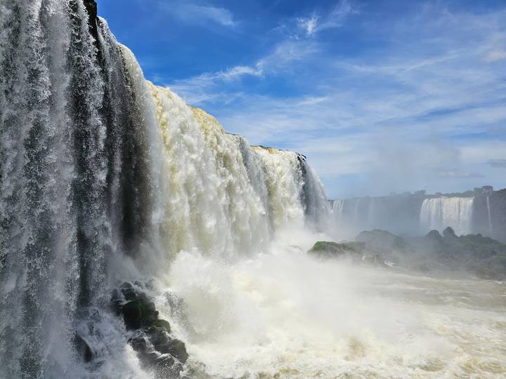 Close-up view of a powerful waterfall.