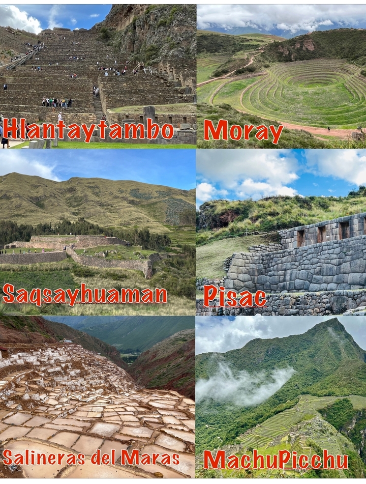 Collage de Sacsayhuamán et Pisac avec texte superposé.