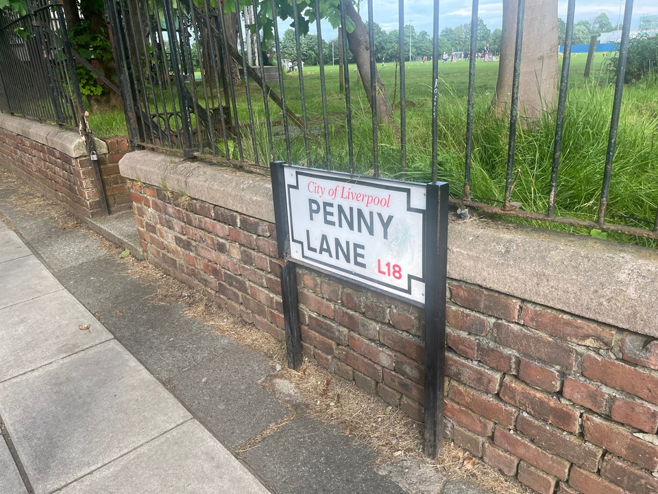 Panneau pour Penny Lane à Liverpool.