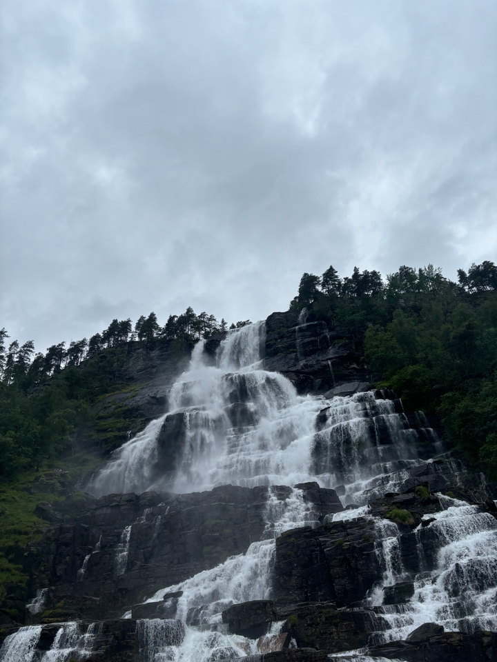Cascade majestueuse entourée d'un feuillage luxuriant.